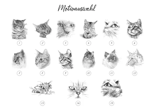 Trauerlicht Katze rund, 15 verschiedene Katzenmotive für Trauerlicht Höhe 6 cm - 16 cm
