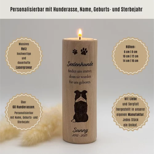Trauerlicht Hund - Silhouette rund – Bild 2
