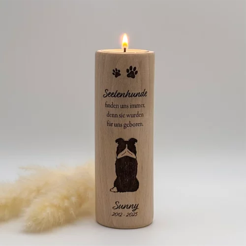 Trauerlicht Hund – Silhouette rund, Höhe 14 cm